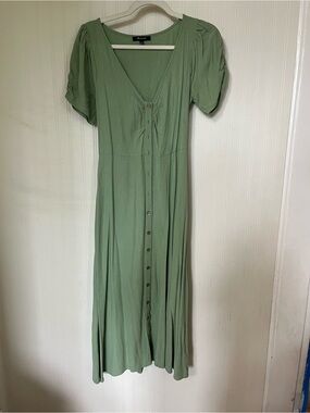 Madewell Sage Green Button-Front Maxi Dress